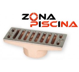 Rebosadero rectangular bronce c/ rejilla acero inoxidable piscina, spa