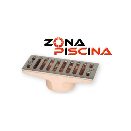 Rebosadero rectangular bronce c/ rejilla acero inoxidable piscina, spa