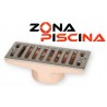 Rebosadero rectangular bronce c/ rejilla acero inoxidable piscina, spa