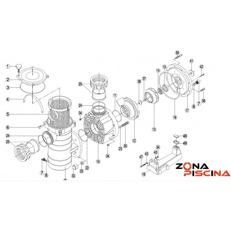 Repuestos / recambios bomba KAPRI KAP / HCP3800 Kripsol Hayward piscinas