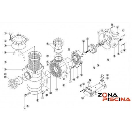 Recambios bomba KAN PLUS + / HCP4000 piscinas Kripsol Hayward