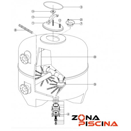 Repuestos / Recambios filtro industrial BRASIL BL KRIPSOL piscinas
