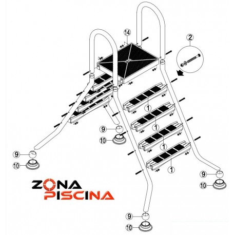 Repuestos escaleras elevadas / semielevadas KRIPSOL piscinas