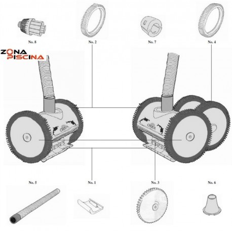 Repuestos / Recambios limpiafondos ORKA KRIPSOL piscinas