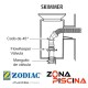 Repuesto codo conector 45º para Skimmers limpia fondos Zodiac W70244.