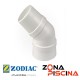 Repuesto codo conector 45º para Skimmers limpia fondos Zodiac W70244.