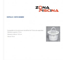 Repuesto generico cestillo Skimmer Astralpool 15/17 litros piscinas