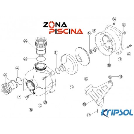 Repuestos / recambios bomba piscina KORAL KS EVO Kripsol Hayward