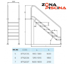 Escalera de facil acceso para piscina AISI 316