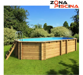 Piscina de madera octogonal / ovalada elevada de madera