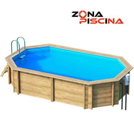 Piscina de madera octogonal / ovalada elevada de madera