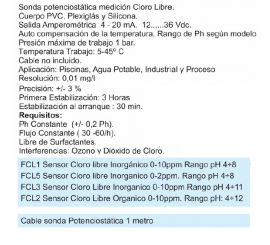 Sonda potenciostaticas de cloro libre para piscinas