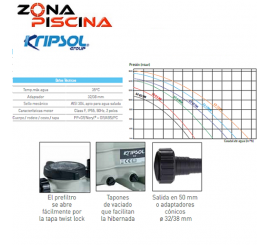 Bomba de piscinas depuradoras Kripsol S2, compacta de altas prestaciones.