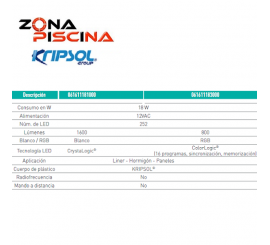 Proyector, foco para piscinas plano Kripsol Led Blanco o RGB