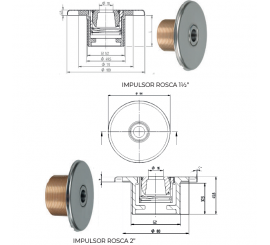 Boquilla impulsor impulsión piscinas bronce acero inoxidable