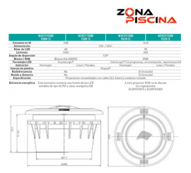 Proyector foco led blanco c/nicho de piscinas, marca Kripsol