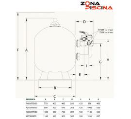 Filtro depuradora laminado de piscina modelo Triton, válvula lateral 