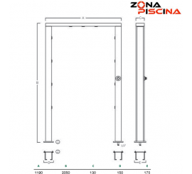 Arco de ducha para piscinas en acero inoxidable aisi 316