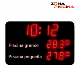 Reloj digital doble temperatura para piscina de competicion, hoteles, camping