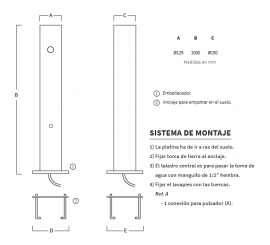 Lavapiés acero inoxidable aisi 316 para piscinas y playa