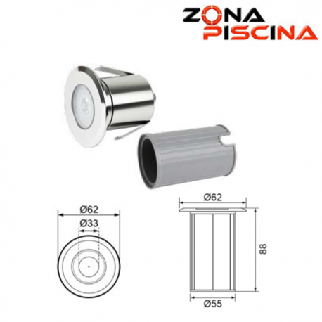 Proyector foco mini para piscinas de led blanco o rgb.
