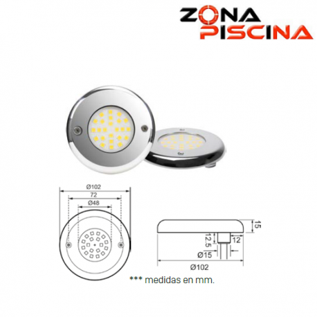 Proyector foco mini inoxidable aisi 316 para piscinas