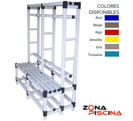 Banco simple pvc con bastidor para vestuarios públicos, piscinas