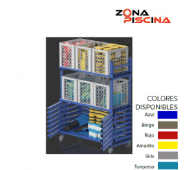 Estantería almacenaje de pvc movible para piscinas, colectividades