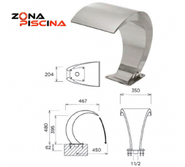 Cascada de agua en acero inoxidable Aisi-304 para piscinas, spas