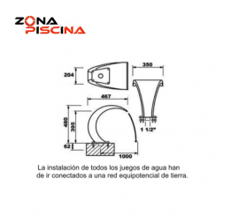 Cascada de agua en acero inoxidable Aisi-304 para piscinas, spas