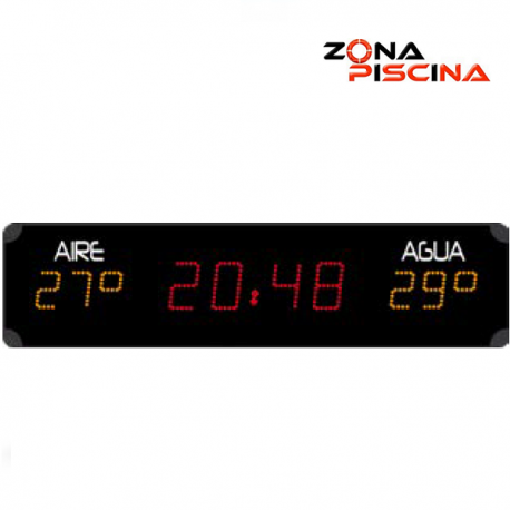 Reloj digital de temperatura, aire y agua para piscinas publicas