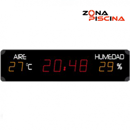 Reloj digital de temperatura aire y humedad para piscinas publicas
