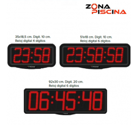 Reloj digital para piscinas de competición y publicas