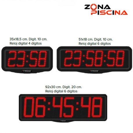Reloj digital para piscinas de competición y publicas