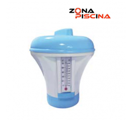 Dosificador flotante piscinas para pastillas de cloro c/ termómetro