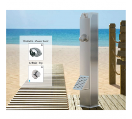 Ducha lavapies de acero inoxidable para piscinas y exteriores, calidad marina