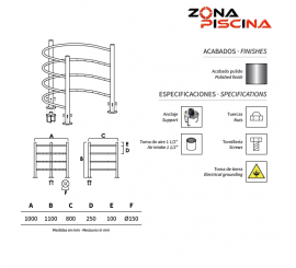 Ducha circular hidromasaje para piscinas en acero inoxidable aisi. 316