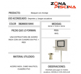 Basquet canasta de anclaje para piscinas, lagos, playa, camping