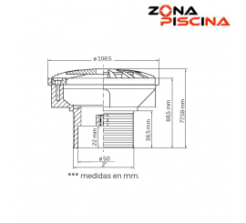 Boquilla piscina Kripsol de fondo para liner poli&eacute;ster Bifl