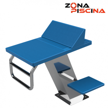 Pódium de piscina competición con 7 posiciones y plataforma de fibra