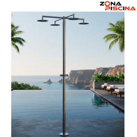 Ducha piscina publica cuádruple / cuatro rociadores con temporizador