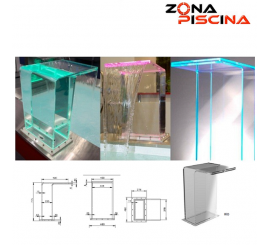 Cascada RIO de agua acrilica Led RGB para piscinas, spas