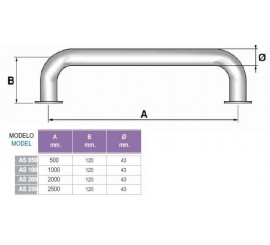 Agarradera asideras para empotrar piscinas, spas, en acero inoxidable