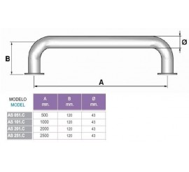 Agarradera asideras para atornillar piscinas, spas, acero inoxidable