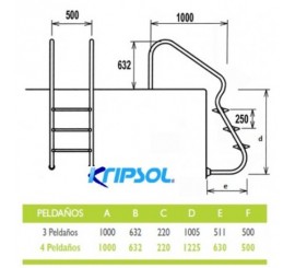 Escalera de facil acceso para  piscina Kripsol AISI 316